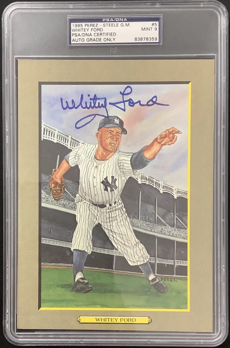 Whitey Ford Signed Perez Steele Great Moments Postcard Autograph PSA/DNA Mint 9