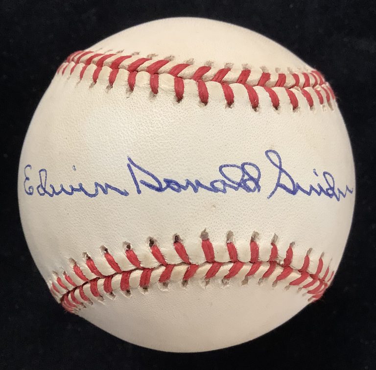 Edwin Donald Duke Snider Signed Baseball Coleman LA Dodgers Autograph HOF JSA