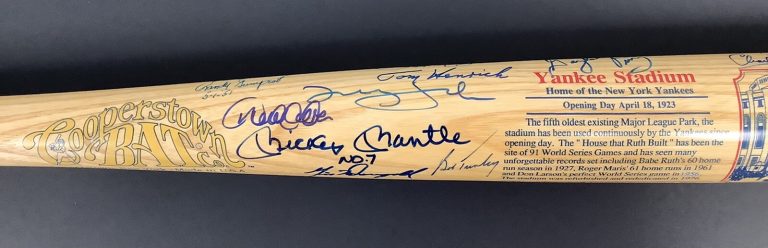 Mickey Mantle Signed Bat Baseball Yankees HOF Derek Jeter Autograph 34 Sigs JSA