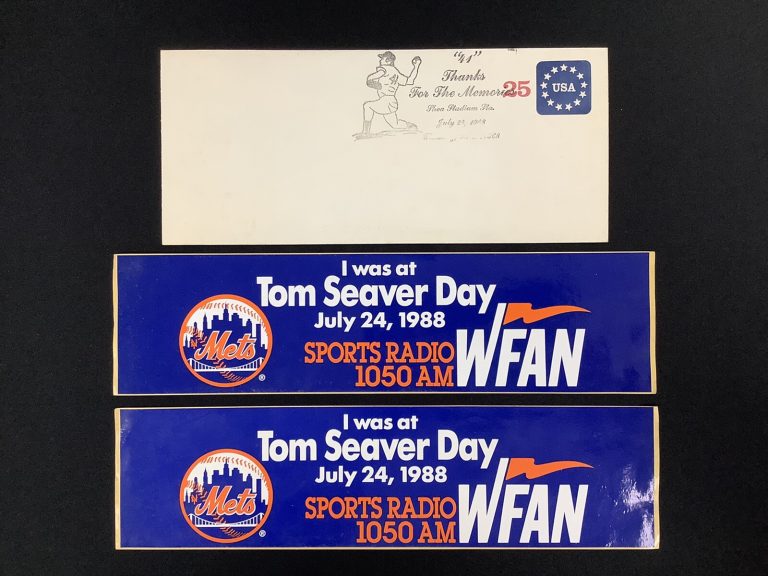 Tom Seaver Day Bumper Stickers July 24 1988 WFAN New York Mets + First Day Cover
