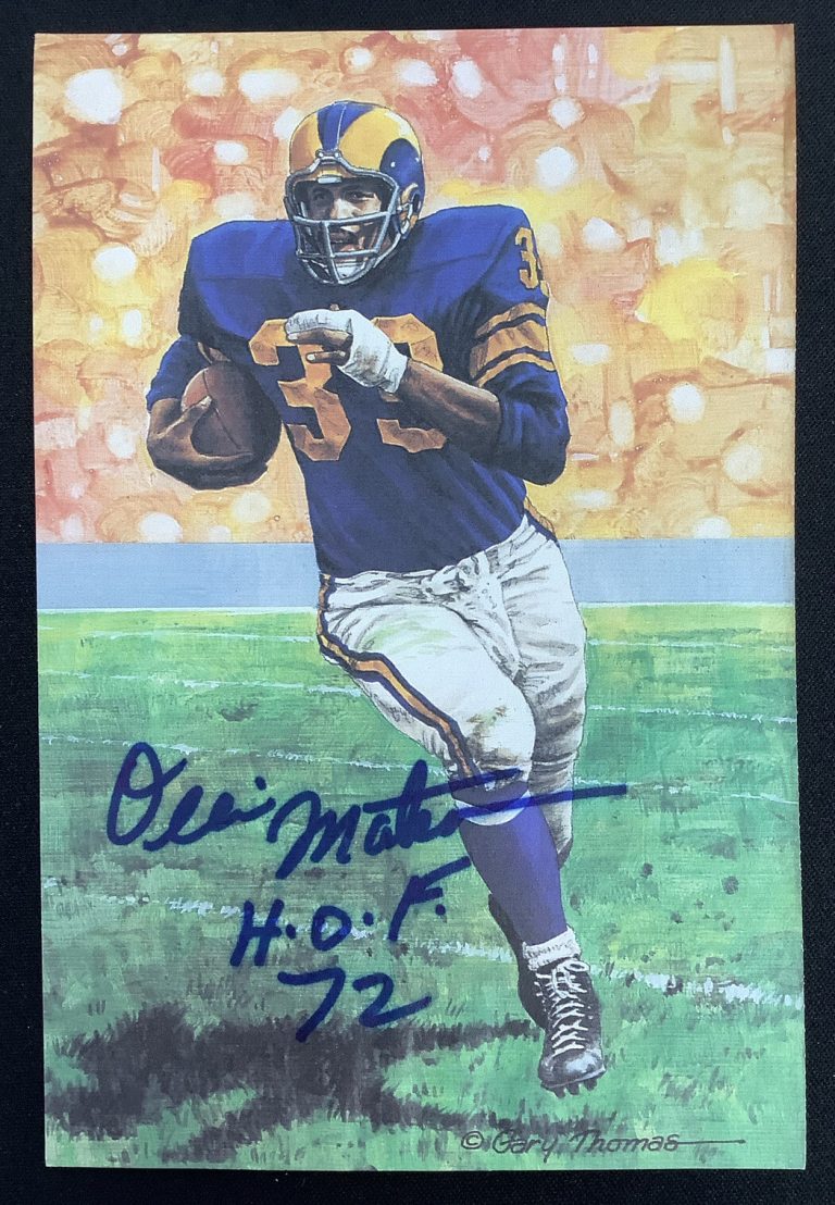 Ollie Matson Signed GLAC Goal Line Art Card Autograph DAMAGED Rams HOF JSA 2