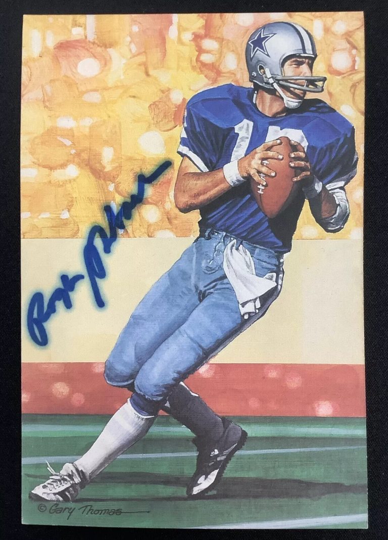 Roger Staubach Signed GLAC Goal Line Art Card Football Autograph Cowboy HOF JSA2