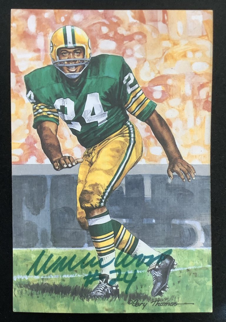 Willie Wood Signed GLAC Goal Line Art Card Autograph DAMAGED GB Packers HOF JSA
