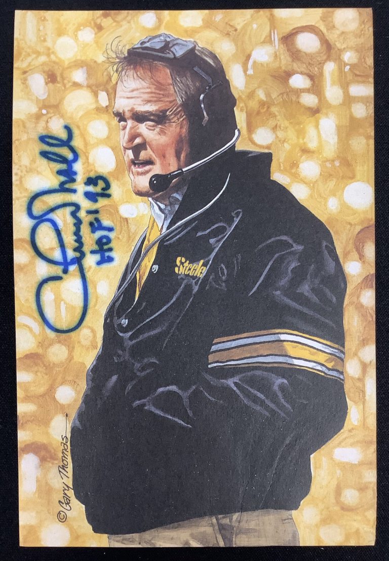 Chuck Noll Signed GLAC Goal Line Art Card Autograph DAMAGED Steelers HOF JSA