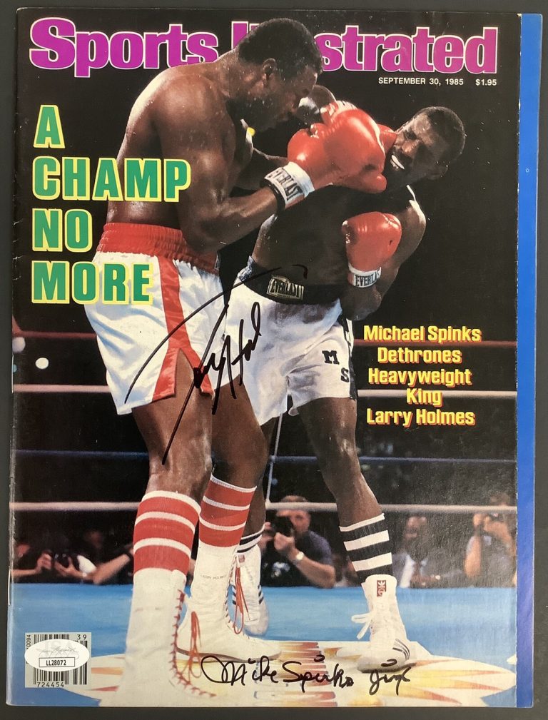 Larry Holmes Signed Sports Illustrated 9/30/85 M Spinks Autograph NO LABEL JSA