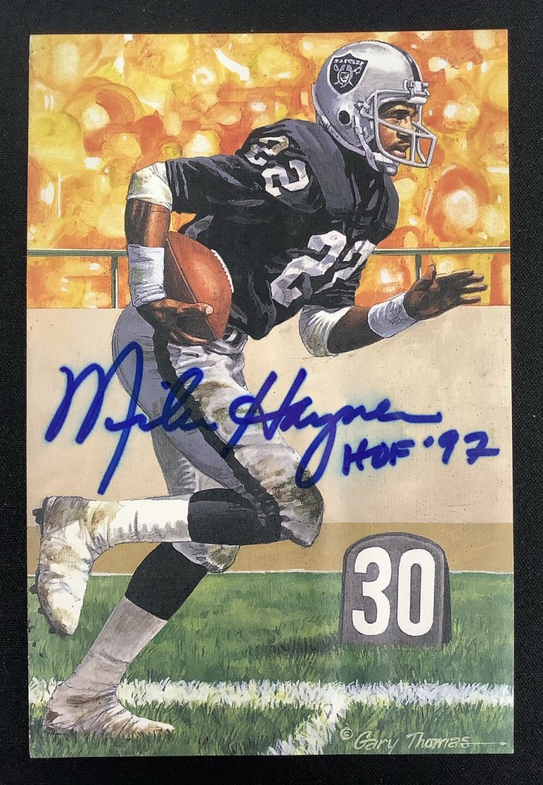 Mike Haynes Signed GLAC Goal Line Art Card Autograph DAMAGED Raider HOF Insc JSA