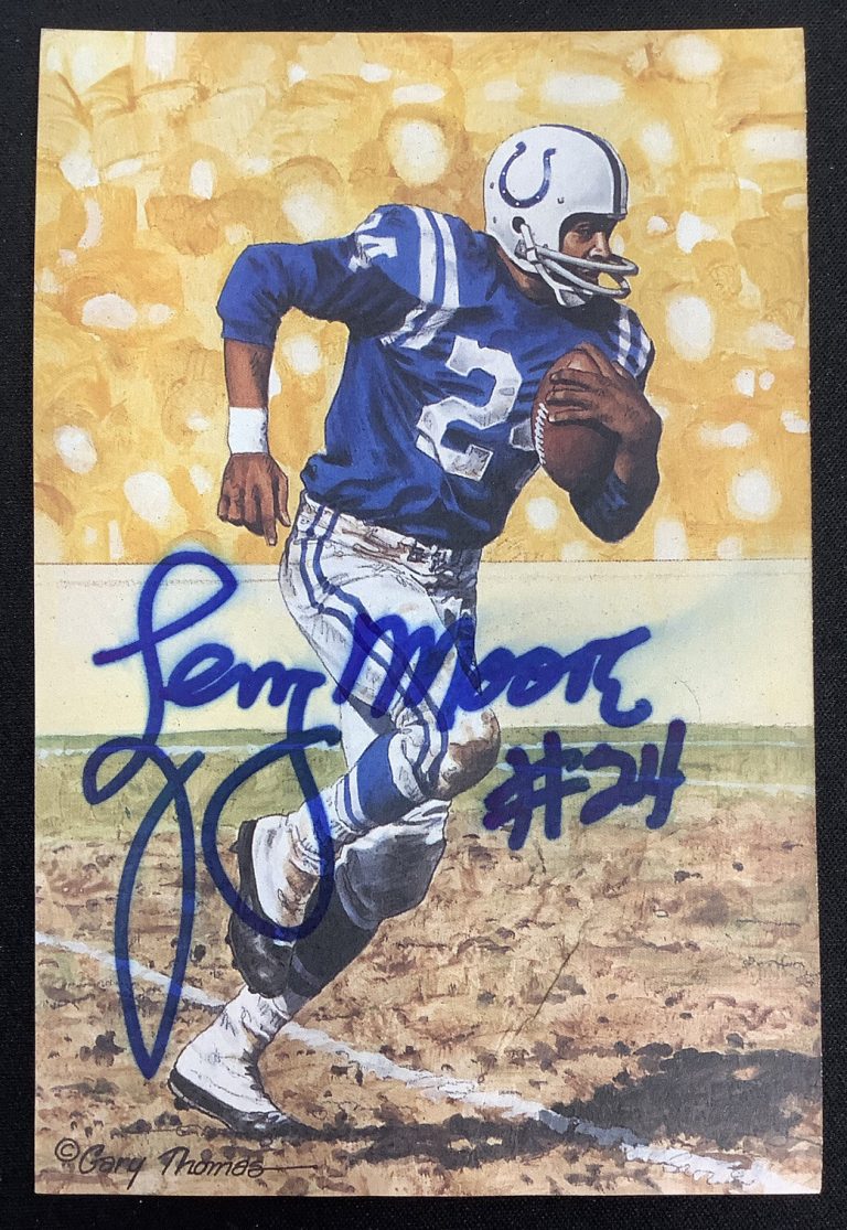Lenny Moore Signed GLAC Goal Line Art Card Football Colts Autograph HOF JSA 3