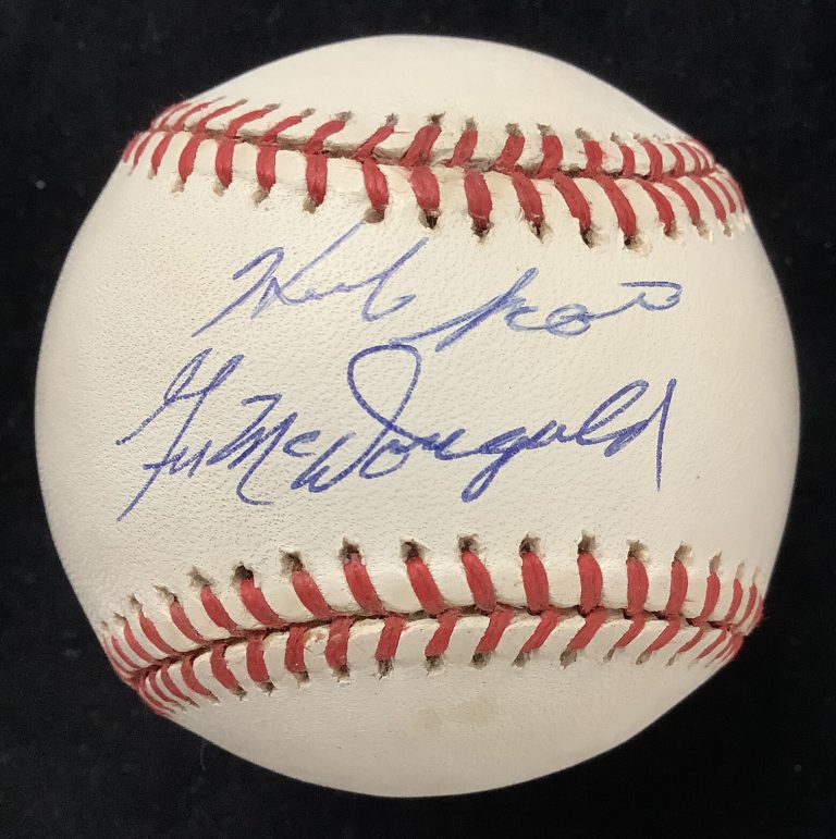 Gil McDougald Signed Baseball Budig Yankees Autograph + Herb Score Indians JSA