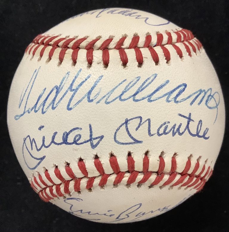 500 HR Club Signed Baseball Brown 12 Autographs Mantle Williams Aaron PSA/DNA