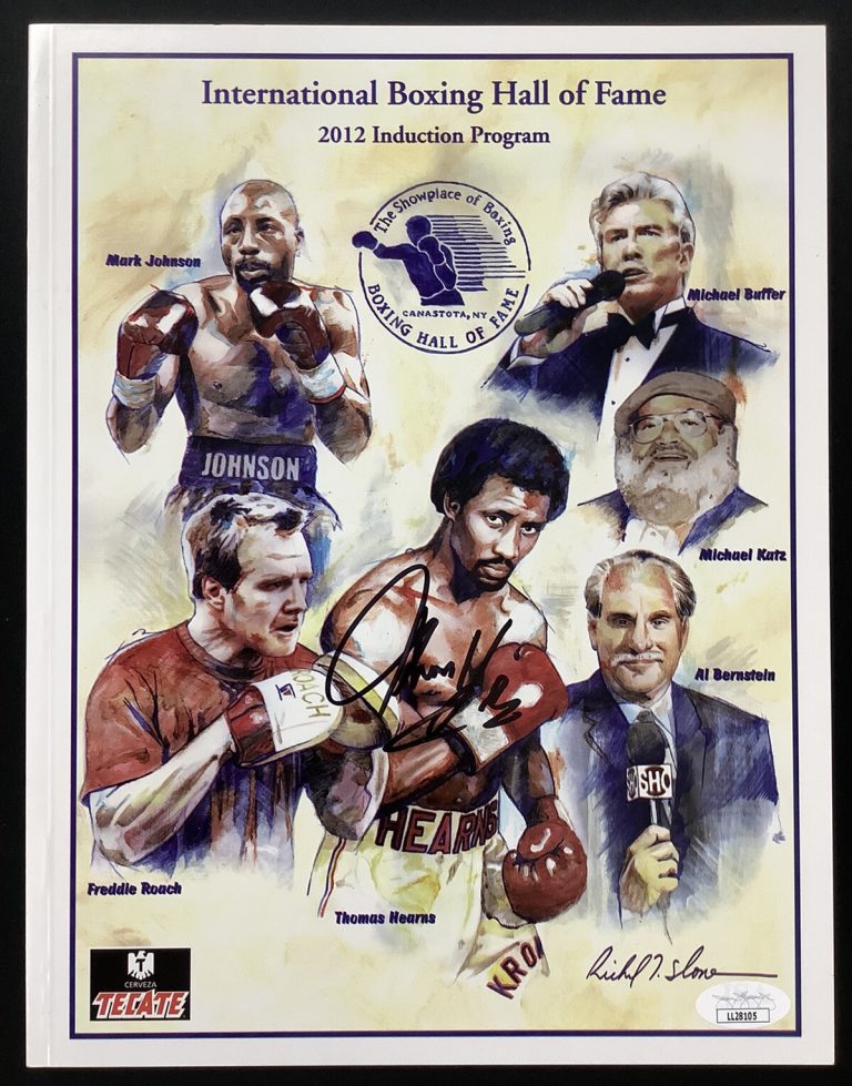 2012 Boxing HOF Signed Program Thomas Hearns Autograph Hitman Middleweight JSA