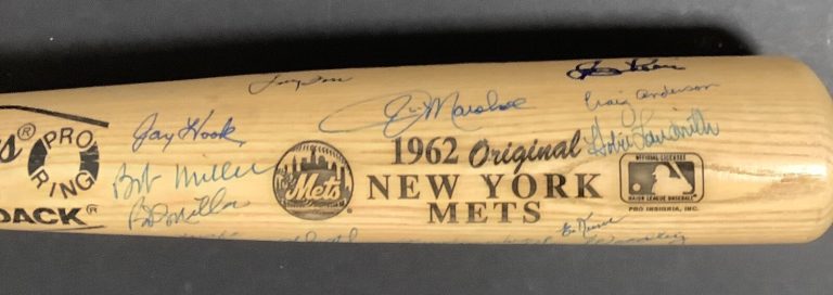 1962 NY Mets Team Signed Baseball Bat 32 Sigs F Thomas Zimmer Hook Autograph JSA