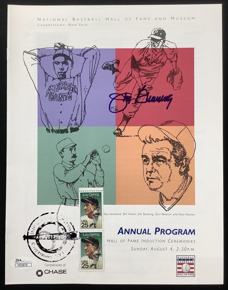Jim Bunning Signed Program 1996 HOF Induction Yearbook Orioles Autograph HOF JSA