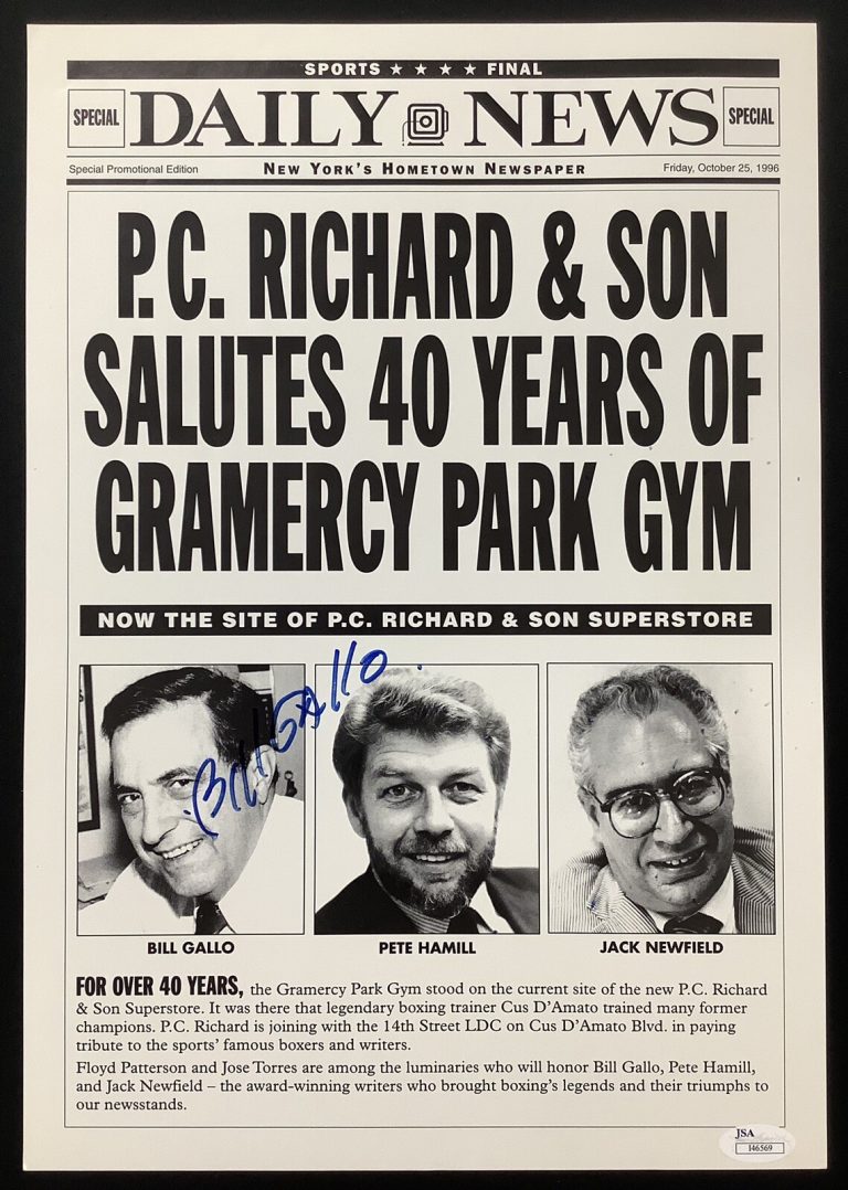 Bill Gallo Signed Daily News PC Richards Give Away Autograph Oct 25 1996 JSA 1