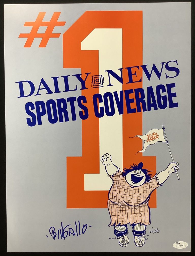 Bill Gallo Signed Daily News Poster Sports Artist Autograph New York Mets JSA 2