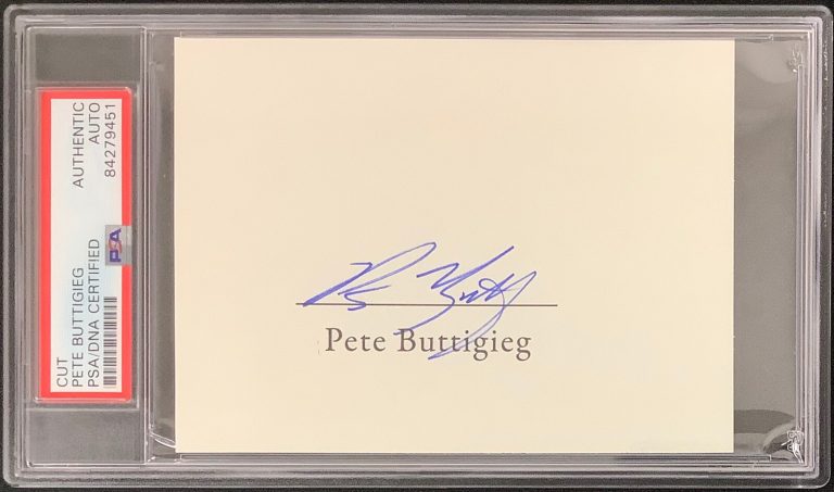 Pete Buttigieg Signed Cut Book Page South Bend IN Mayor Navy Autograph PSA/DNA