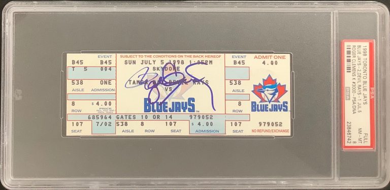 Roger Clemens Signed Full Ticket 7/5/98 3000 Ks Autograph PSA/DNA Tix NM-MT 8