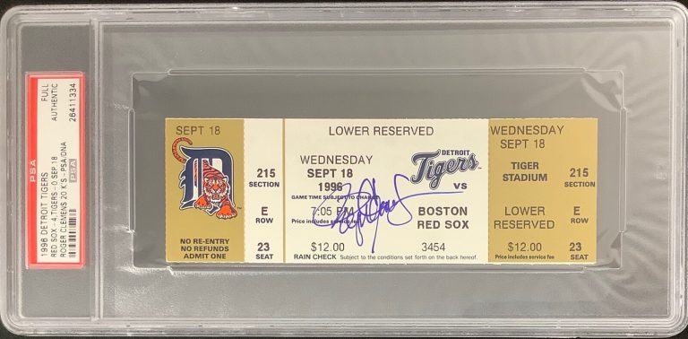 Roger Clemens Signed Full Ticket 9/18/96 20 Ks One Game RedSox Autograph PSA/DNA