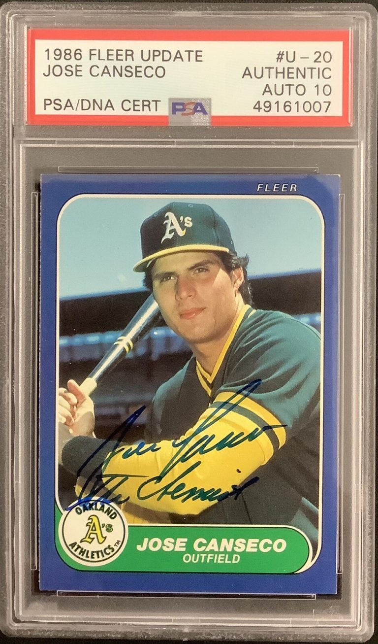 Jose Canseco Signed 1986 Fleer #U-20 Rookie RC Chemist Autograph PSA/DNA Auto 10