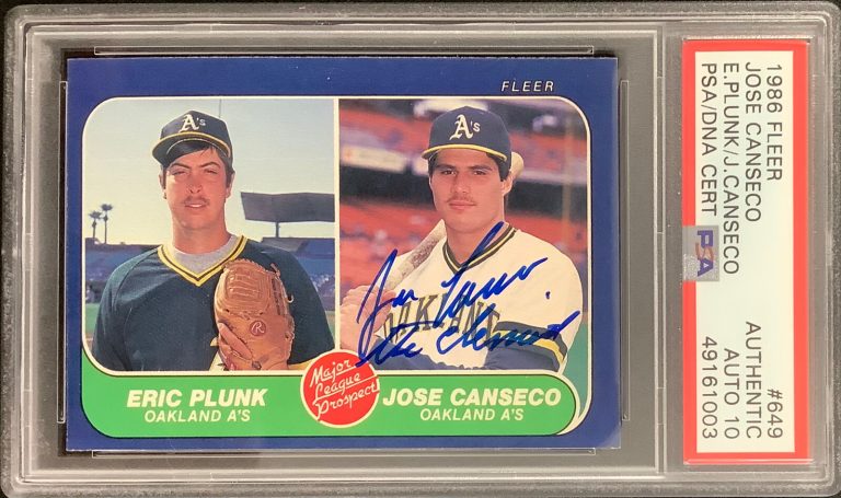 Jose Canseco Signed 1986 Fleer #649 Rookie RC Chemist Autograph PSA/DNA Auto 10