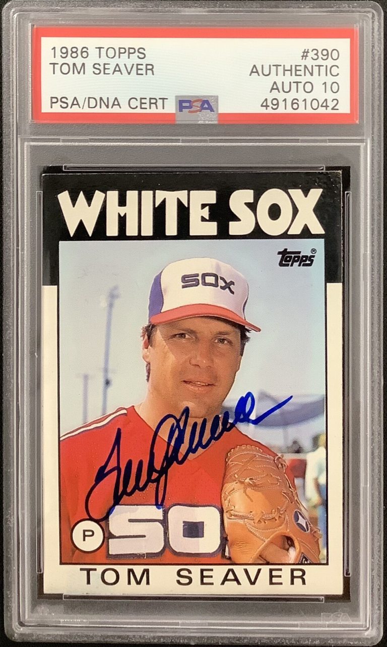 Tom Seaver Signed 1986 Topps #390 Baseball Card White Sox PSA/DNA Autograph 10