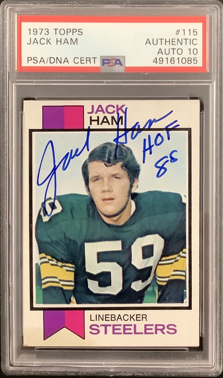 Jack Ham Signed 1973 Topps #115 Rookie Card HOF 88 Inscrip PSA/DNA Autograph 10