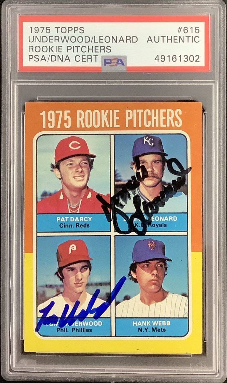 Dennis Leonard Signed 1975 Topps #615 Card + Thomas Underwood Autograph PSA/DNA