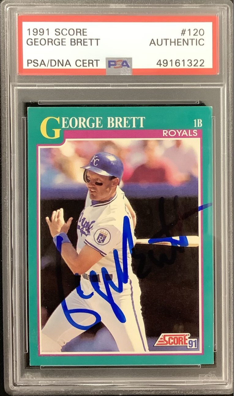 George Brett Signed 1991 Score #120 Baseball Card Royals Autograph HOF PSA/DNA