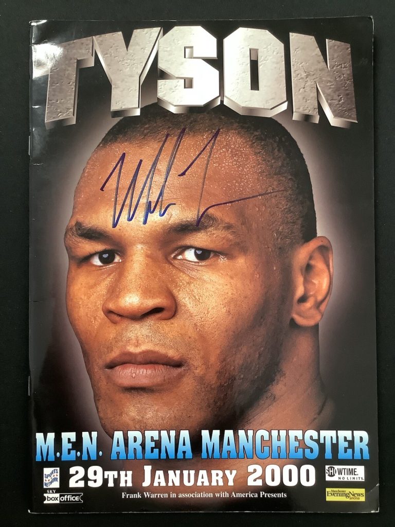 Mike Tyson Signed Fight Program Boxing Auto 2000 No Label Manchester Tyson Holo