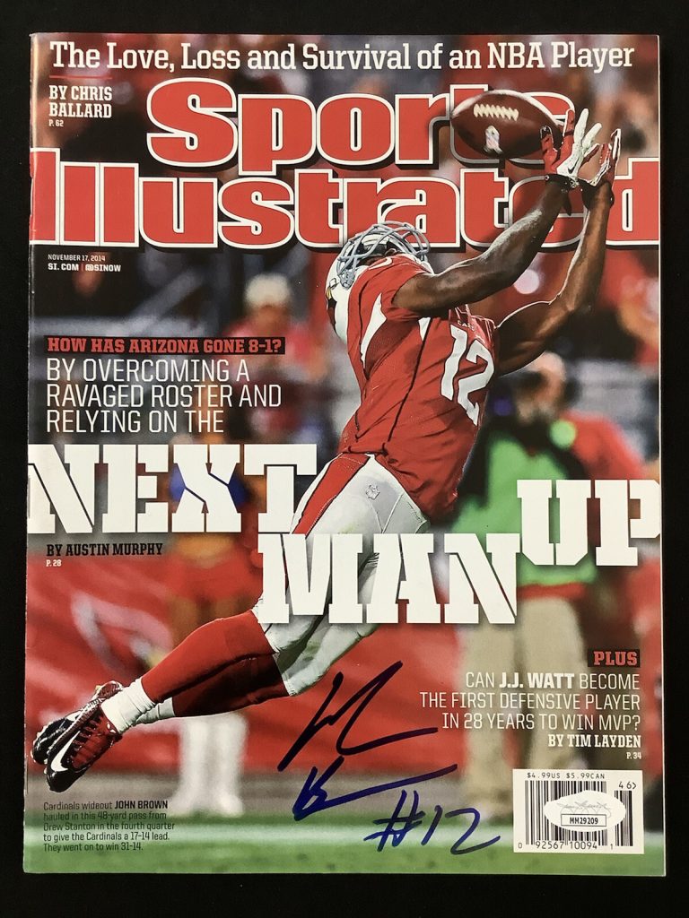 John Brown Signed Sports Illustrated 11/17/14 No Label Cardinals Autograph JSA