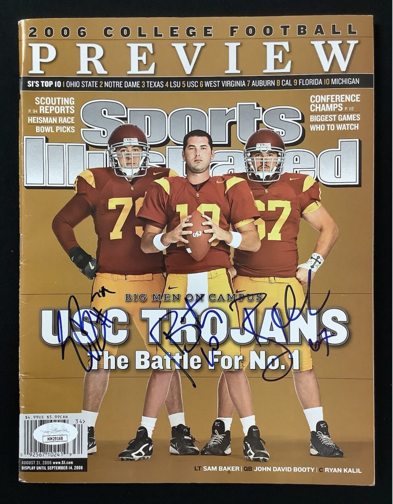 Sam Baker Signed Sports Illustrated 8/21/06 No Label USC J Booty Kalil Auto JSA