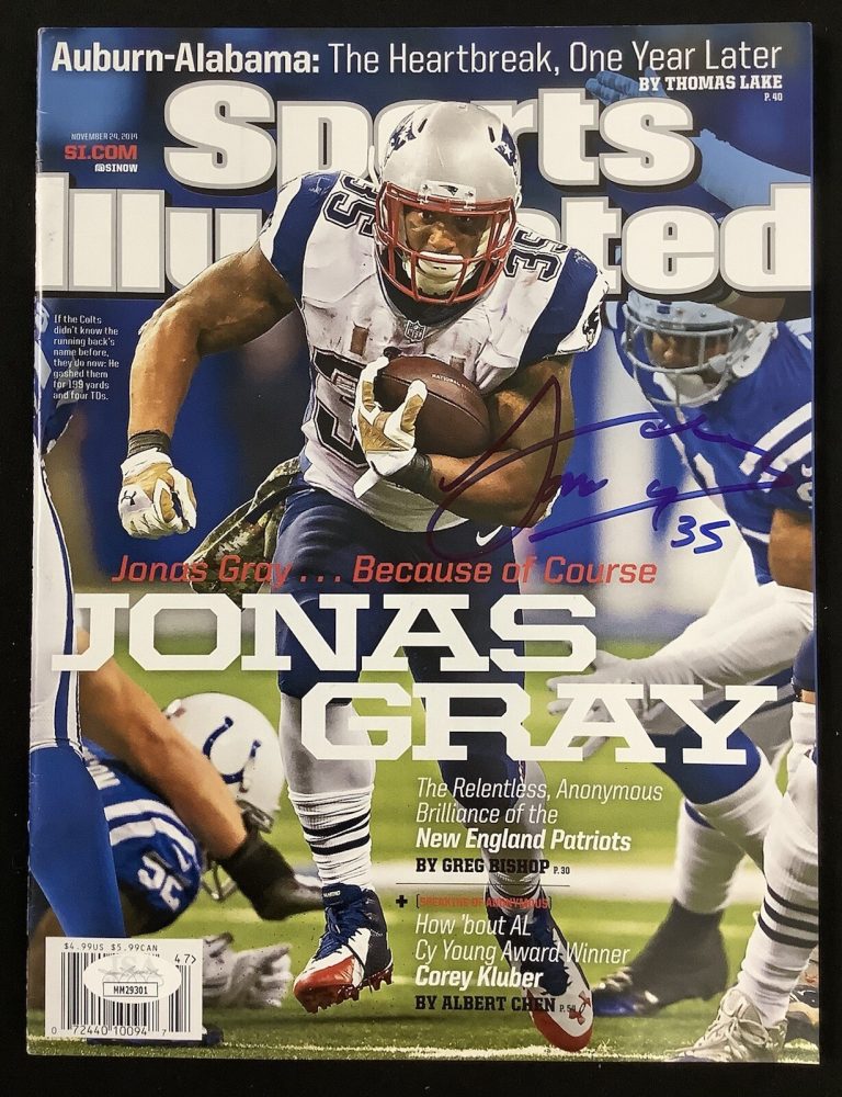 Jonas Gray Signed Sports Illustrated 11/24/14 No Label Patriots Autograph JSA