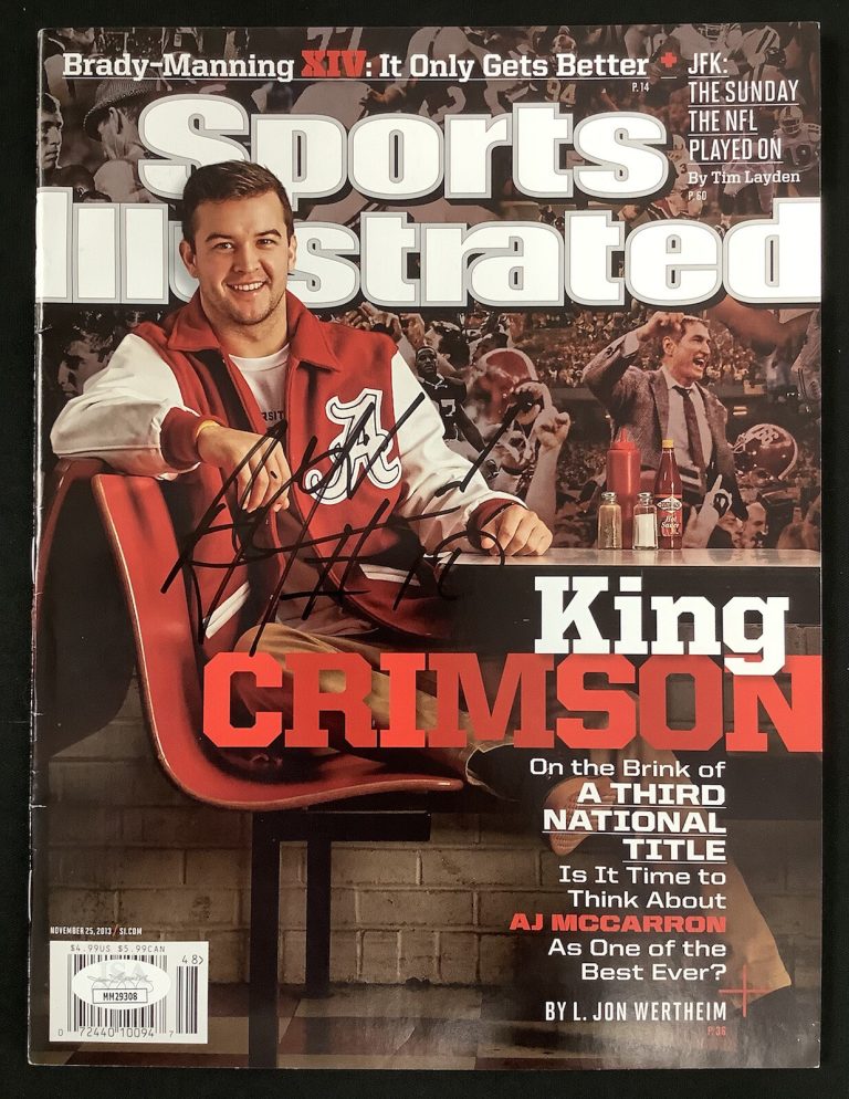 AJ McCarron Signed Sports Illustrated 11/25/13 No Label Crimson Autograph JSA