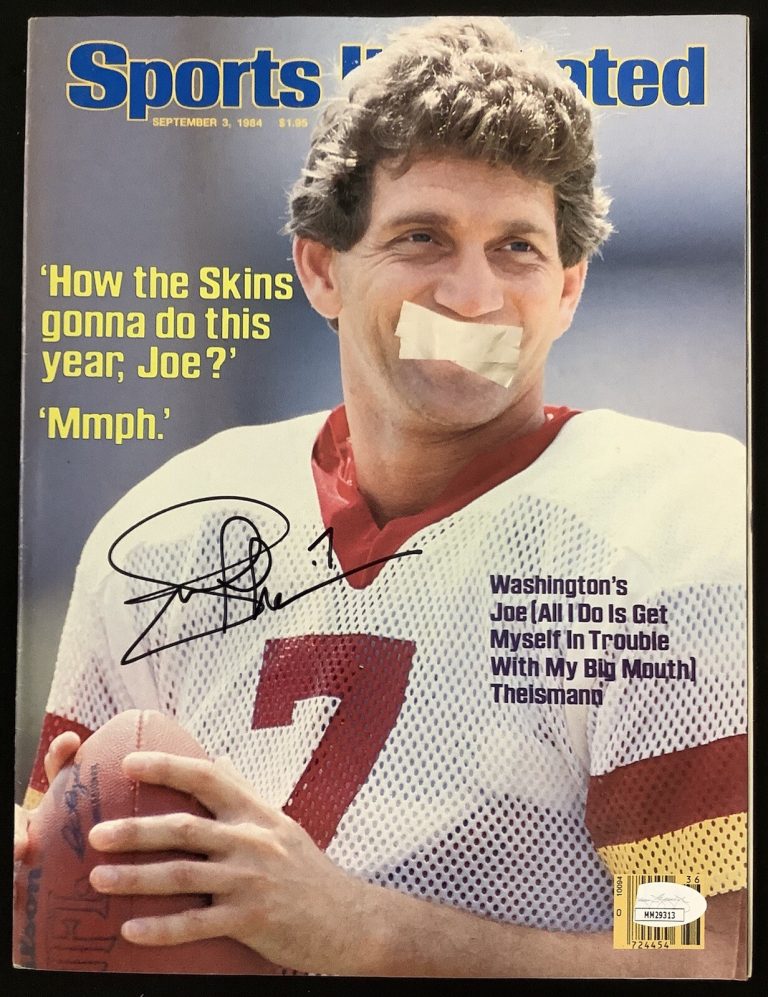 Joe Theismann Signed Sports Illustrated 9/3/84 No Label Redskins Autograph JSA