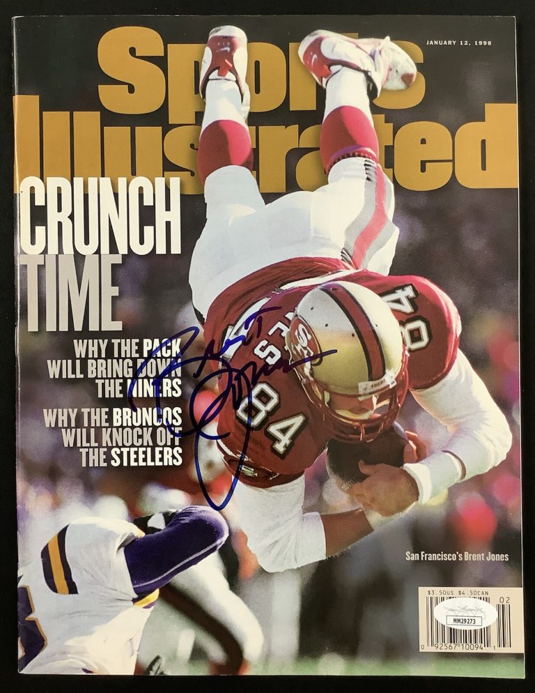 Brent Jones Signed Sports Illustrated 1/12/98 No Label SF 49ers Autograph JSA