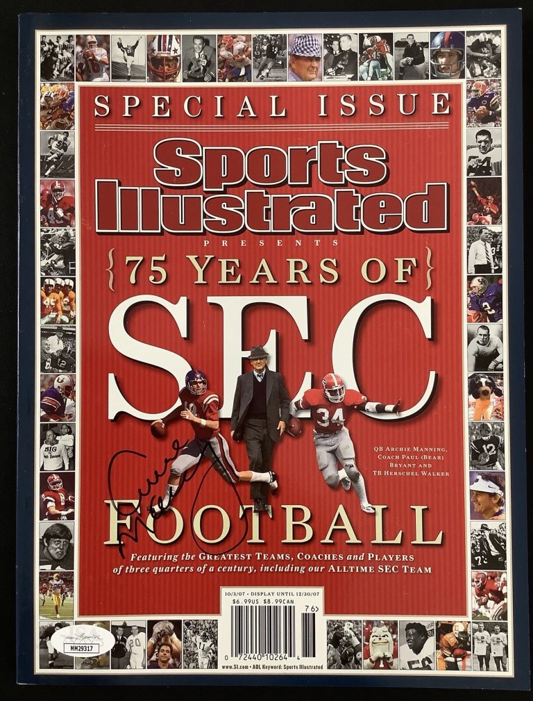 Archie Manning Signed Sports Illustrated 10/3/07 No Label Ole Miss Autograph JSA