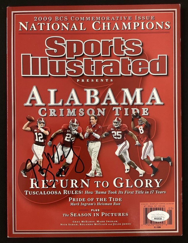 Greg McElroy Signed Sports Illustrated 1/13/10 No Label Crimson Autograph JSA