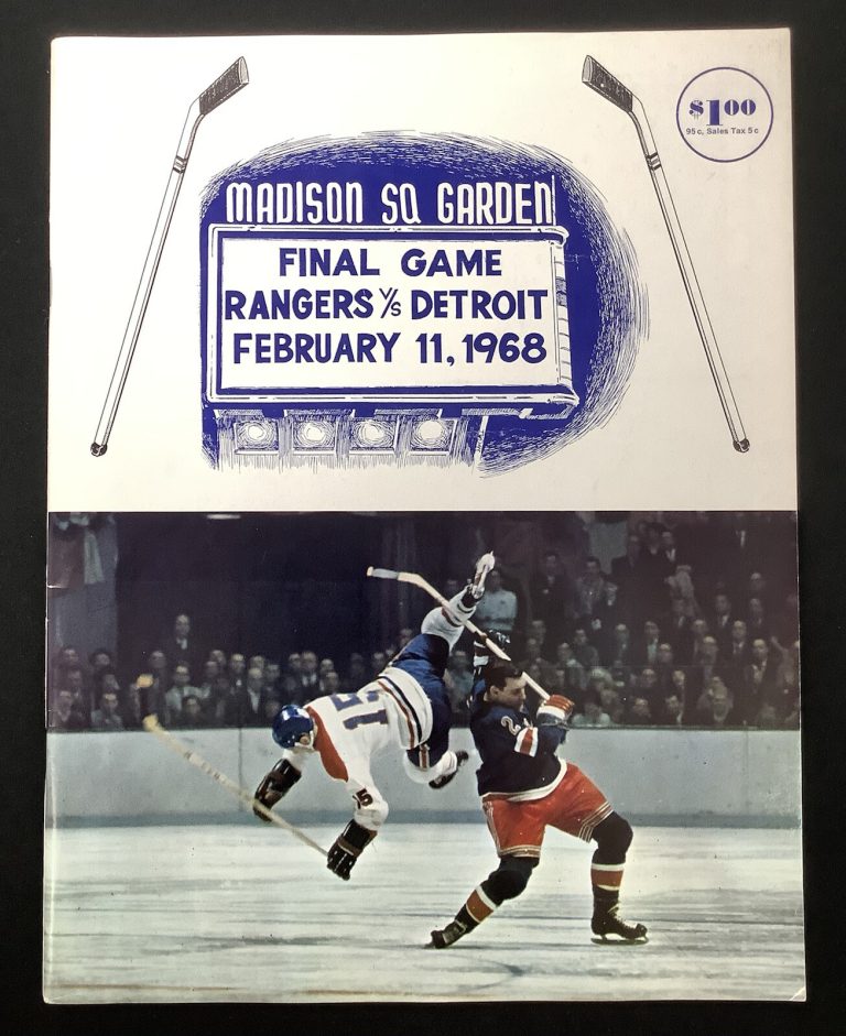 Rangers Hockey Magazine 2/11/68 Final Game v Detroit MSG Madison Square Garden