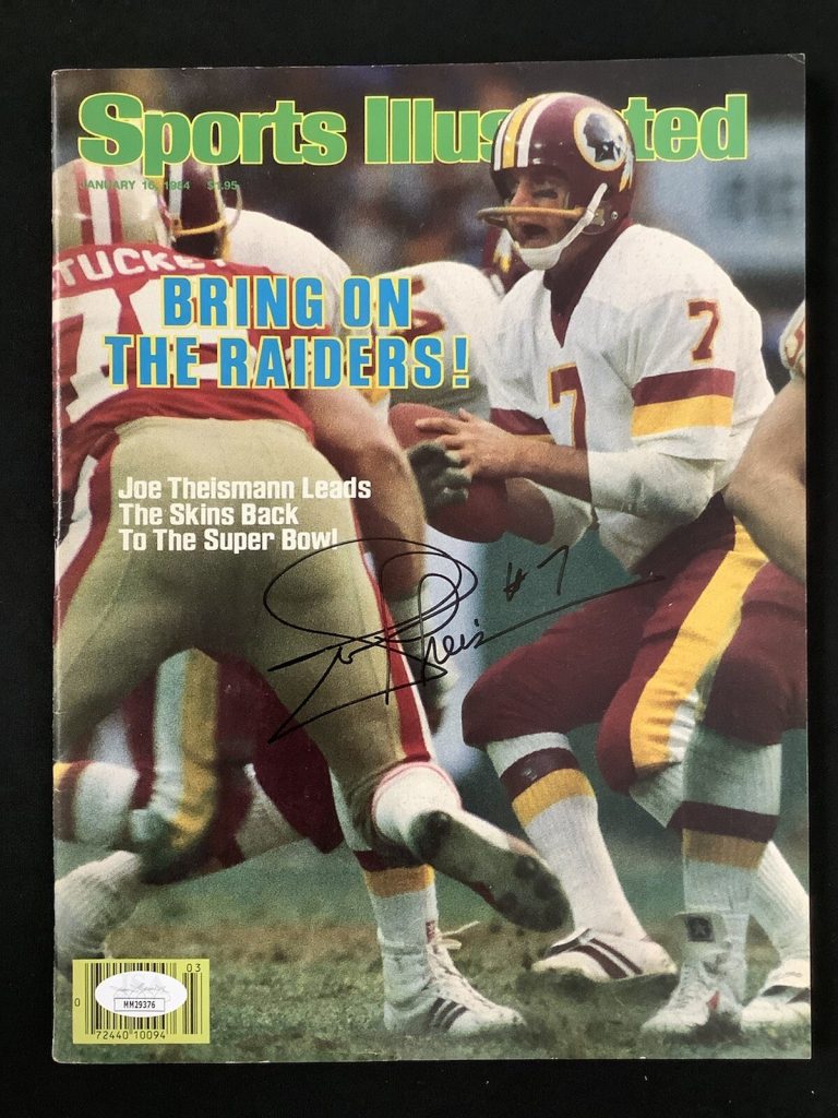 Joe Theismann Signed Sports Illustrated 1/16/84 No Label Redskins Autograph JSA