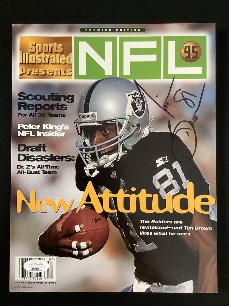 Tim Brown Signed Sports Illustrated Mag 10/20/95 No Label Raiders Autograph JSA