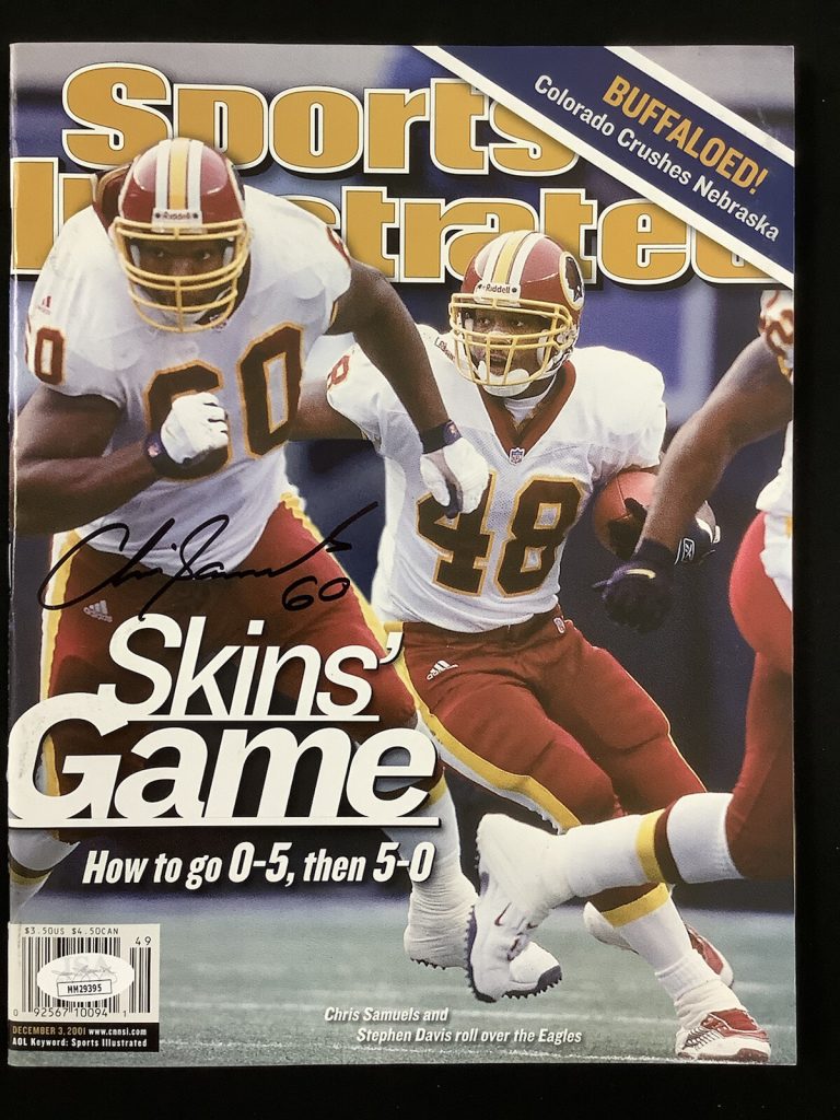 Chris Samuels Signed Sports Illustrated 12/3/01 No Label Redskins Autograph JSA