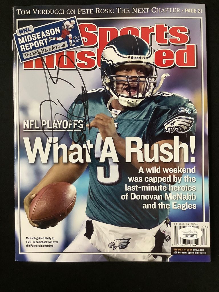 Donovan McNabb Signed Sports Illustrated 1/19/04 No Label Eagles Autograph JSA