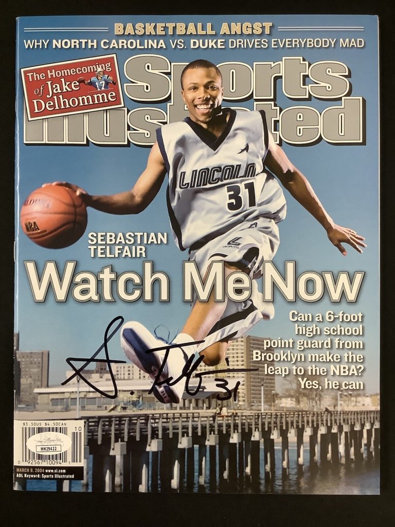 Sebastian Telfair Signed Sports Illustrated 3/8/04 No Label Cardinals Auto JSA