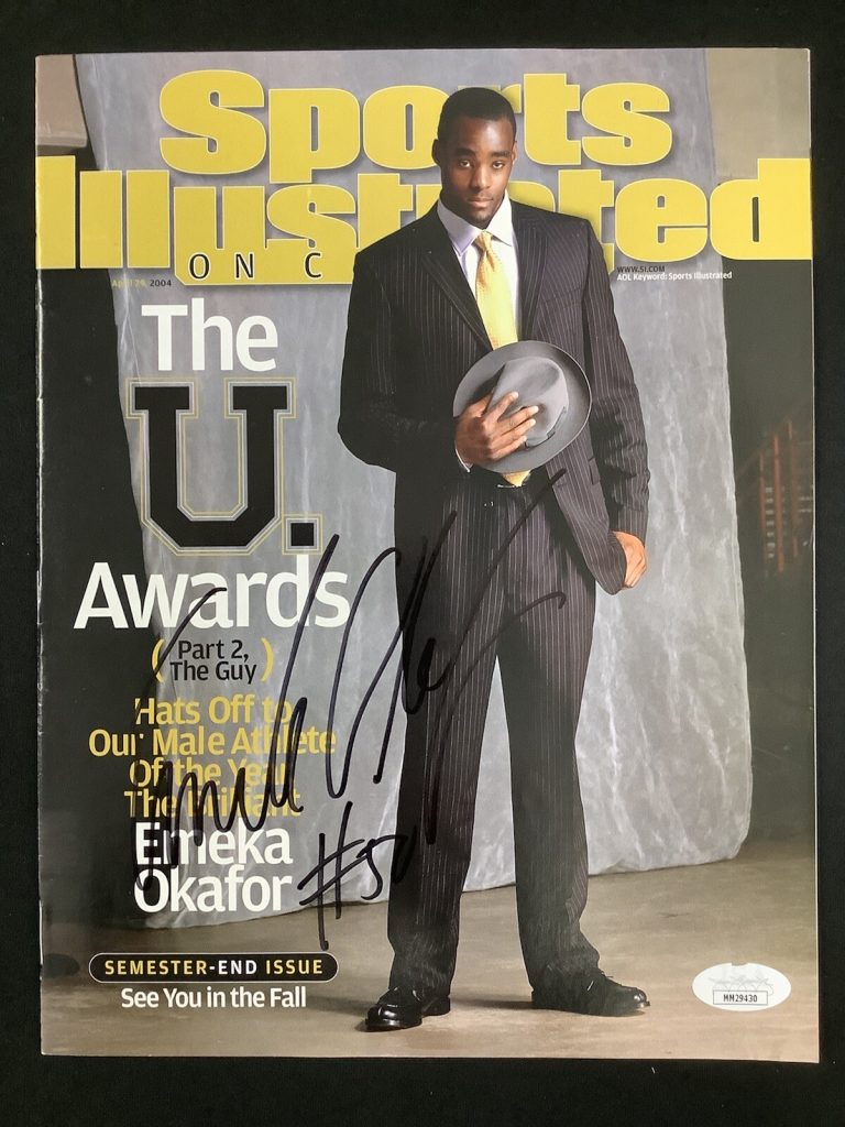 Emeka Okafor Signed Sports Illustrated 4/29/04 No Label Huskies Autograph JSA