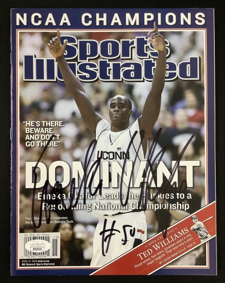 Emeka Okafor Signed Sports Illustrated 4/12/04 No Label Huskies Autograph JSA