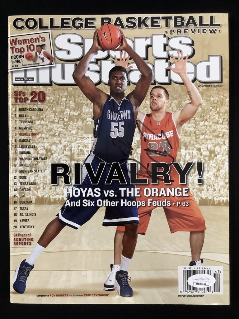 Eric Devendorf Signed Sports Illustrated 11/19/07 No Label Syracuse Auto JSA