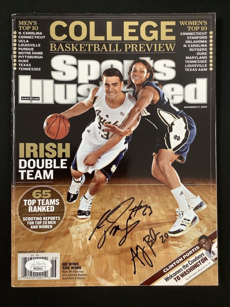Kyle McAlarney Signed Sports Illustrated 11/17/08 No Label Barlow Auto Irish JSA