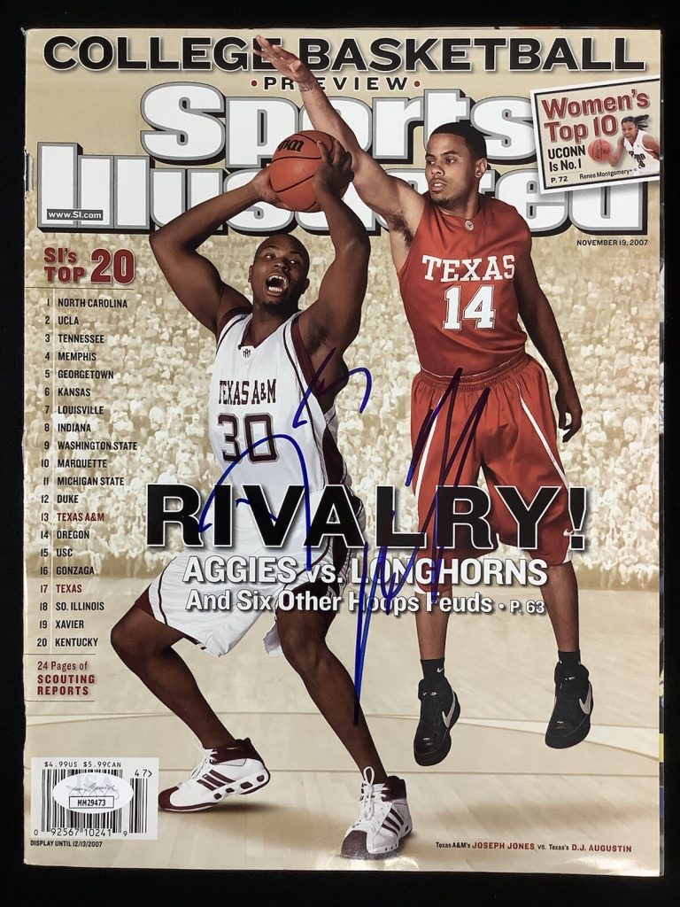 DJ Augustin Signed Sports Illustrated 11/19/07 No Label Longhorns Autograph JSA