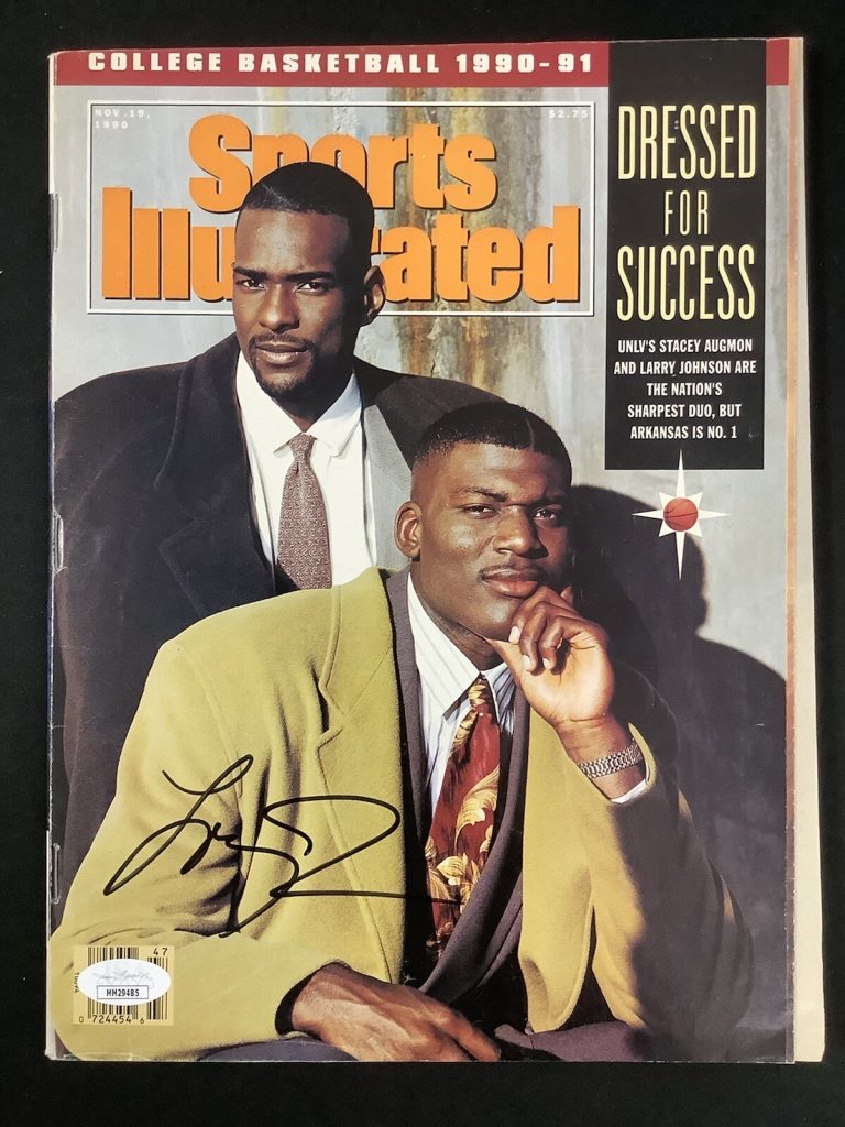 Larry Johnson Signed Sports Illustrated 11/19/90 No Label UNLV Rebels Auto JSA