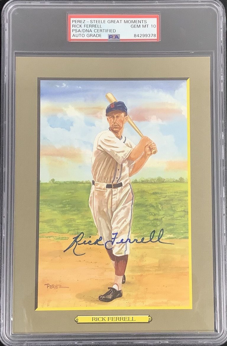 Rick Ferrell Signed Perez Steele Great Moments Postcard Red Sox PSA/DNA Auto 10