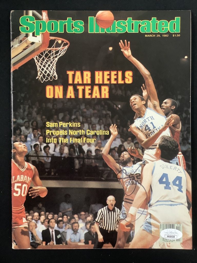 Sam Perkins Signed Sports Illustrated Mag 3/29/82 No Label NC Tar Heels Auto JSA